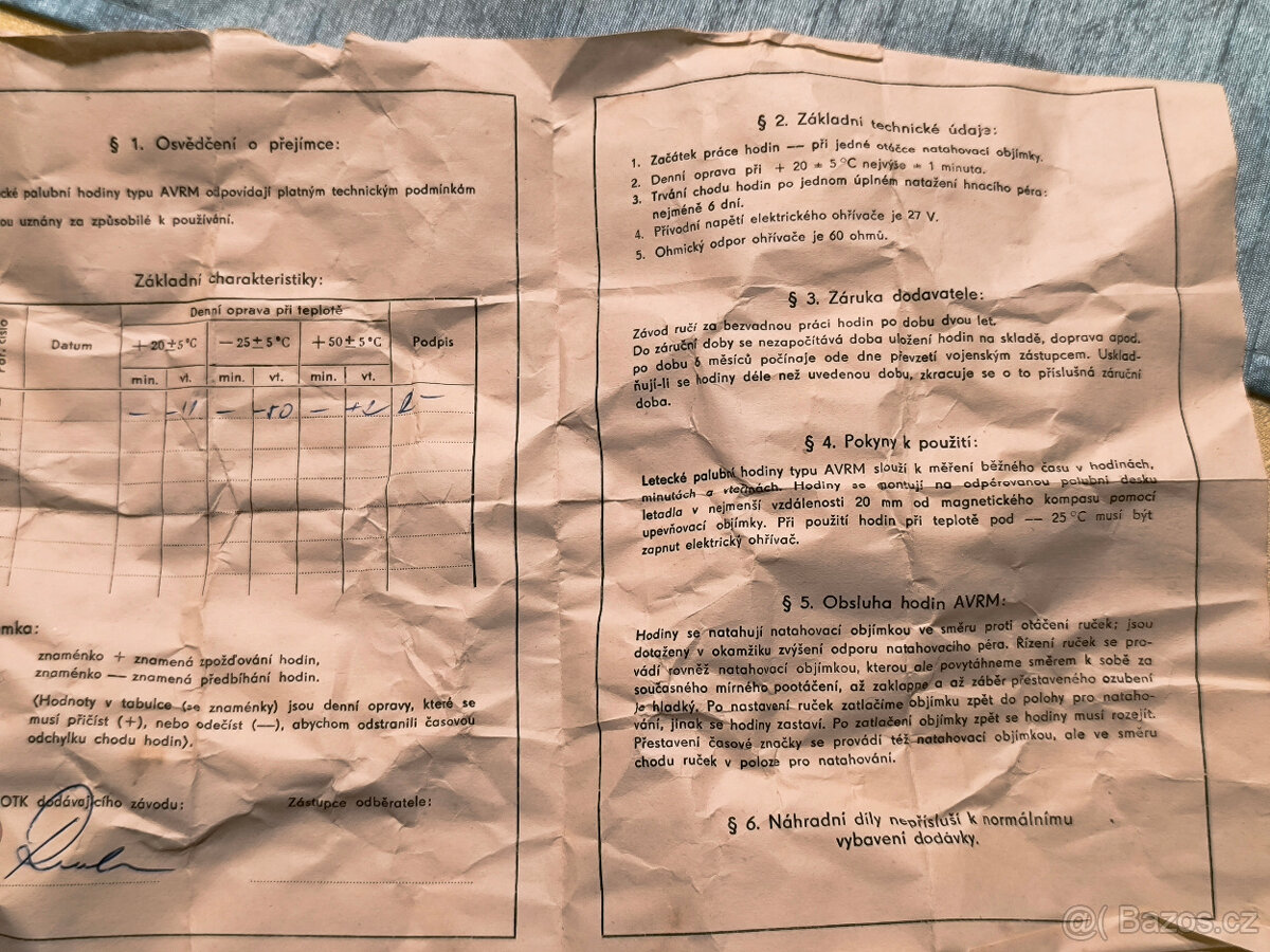 Staré vojenské letecké palubní hodiny AVRM,1974,orig.balení - 9