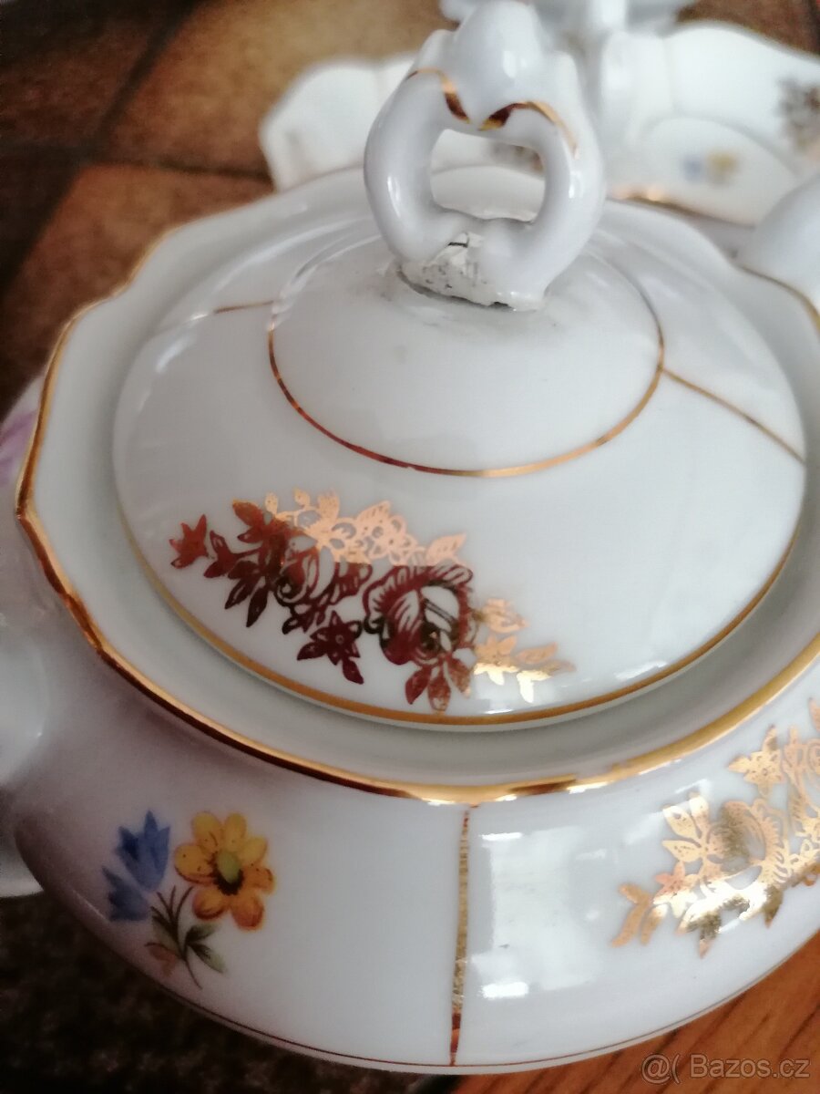 Starožitná velká porcelánová souprava - 9