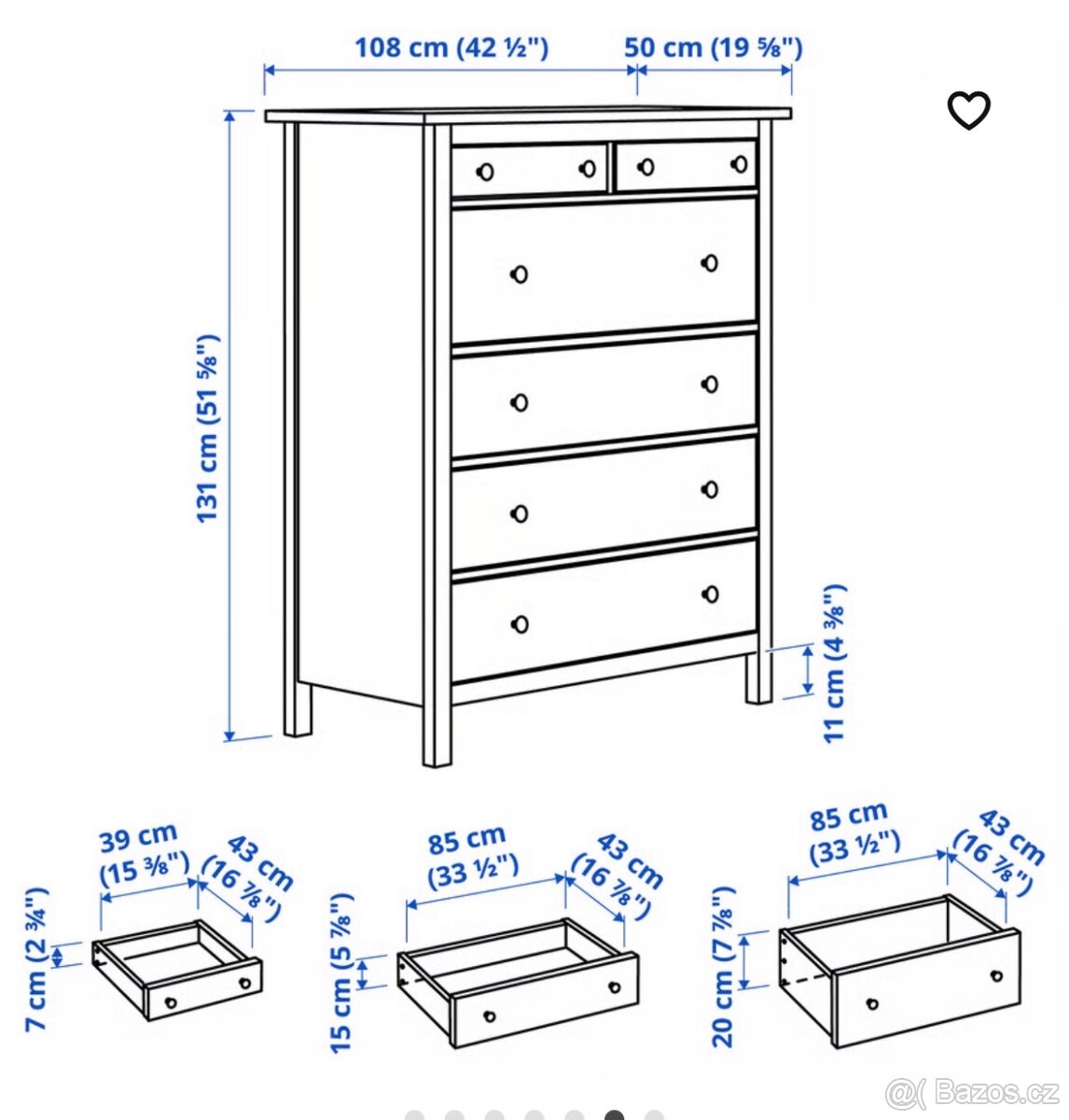 Komoda HEMNES z Ikei 2x černá - 9