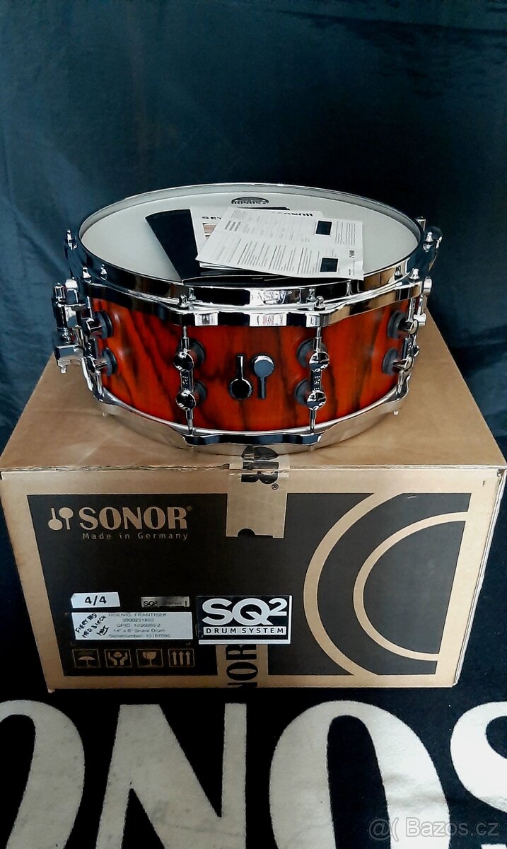 Prodám nový snare Sonor SQ2 Birch- 14x6" Fiery red - 9