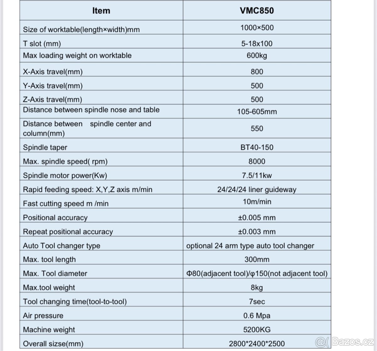 CNC frézka 3-osy, VMC850 - 9