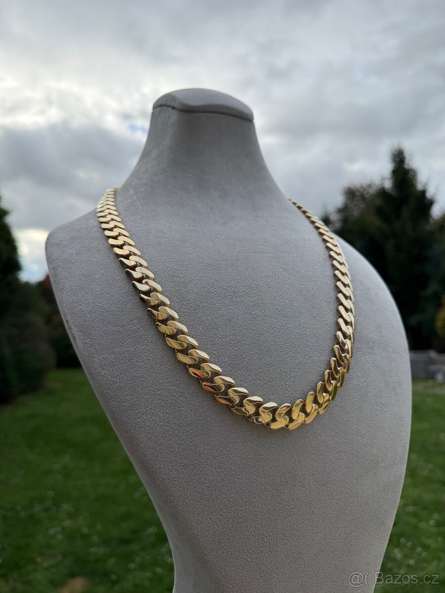 Zlatý řetěz CUBAN CHAIN - 59.97g 65cm - 14mm - NOVÝ ZLATO - 9