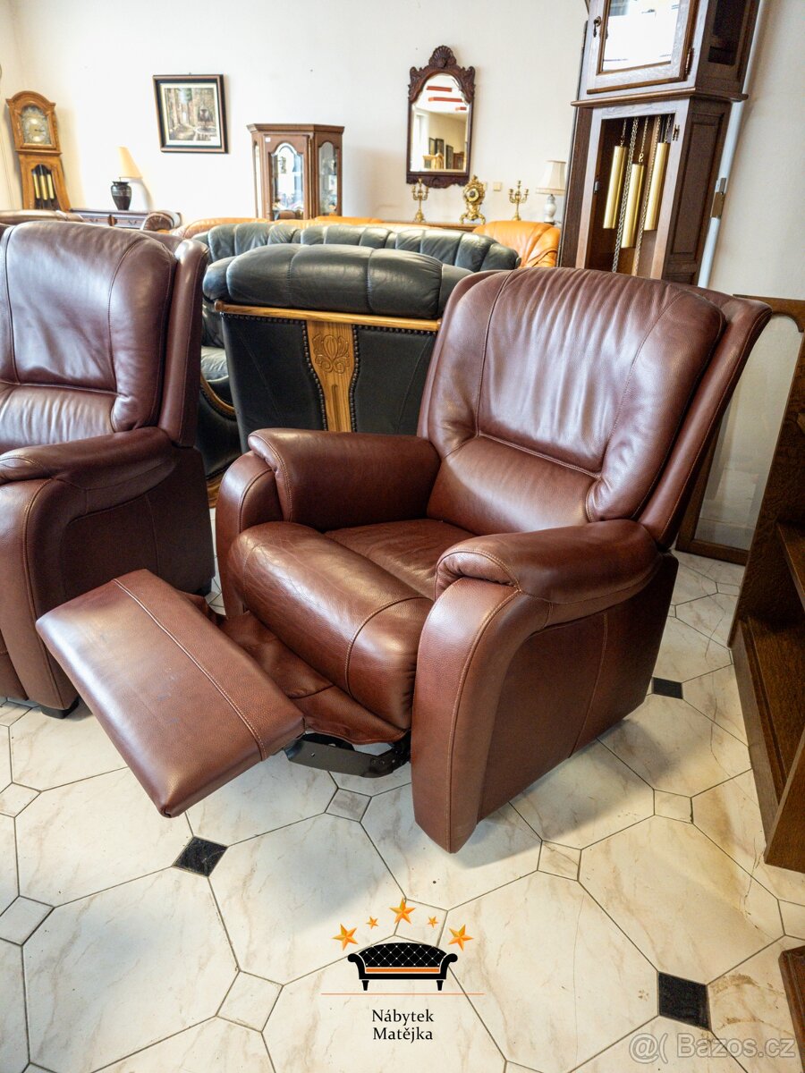 Sedací celokožená souprava 3+2+1 - 2x relax manual - 9
