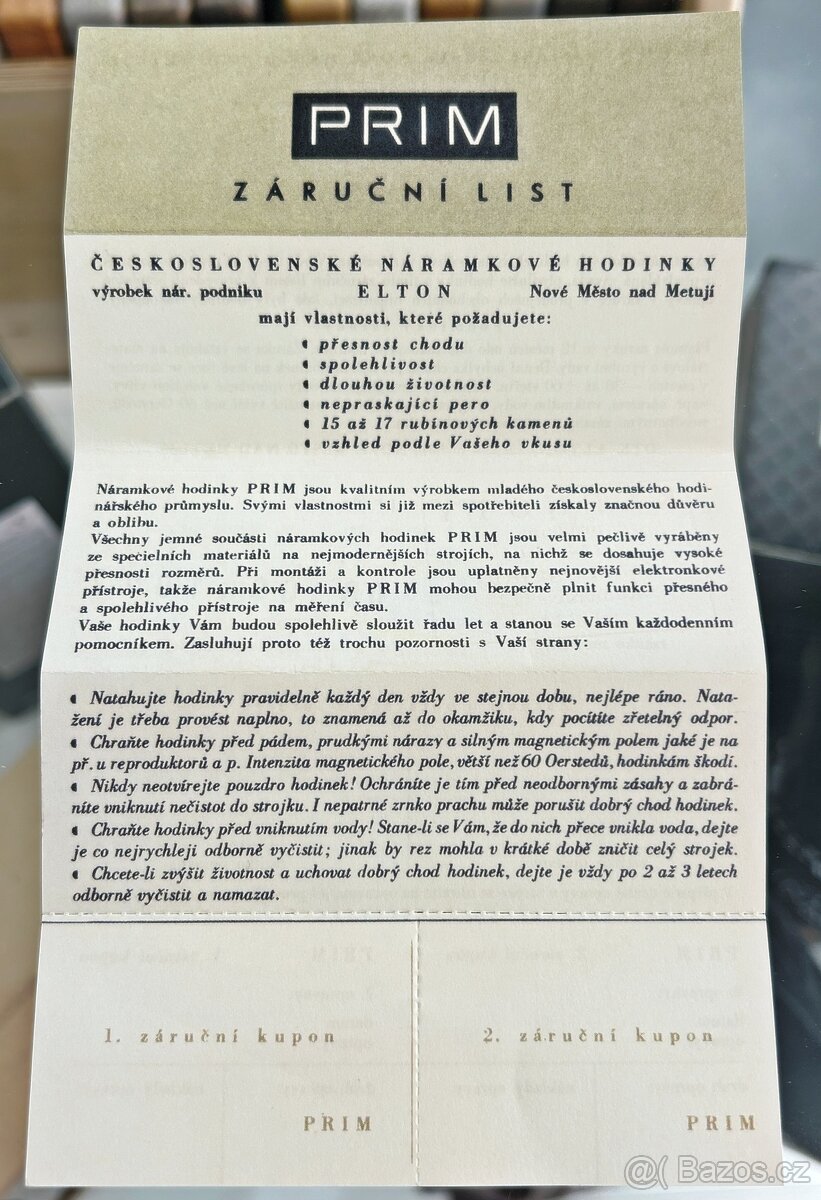 Československé mechanické vintage retro hodinky PRIM Malé Te - 9