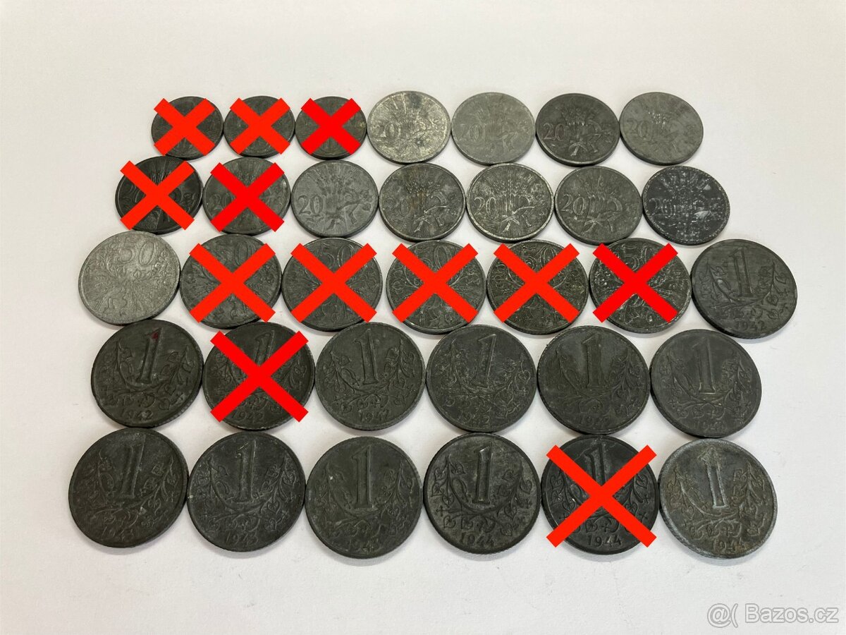 Slovenský Štát a Protektorát Čechy Morava obehové mince - 9