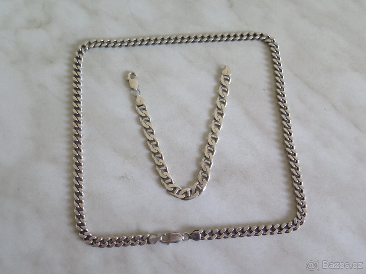 Masivní pánský řetízek a náramek - stříbro 925 - 9