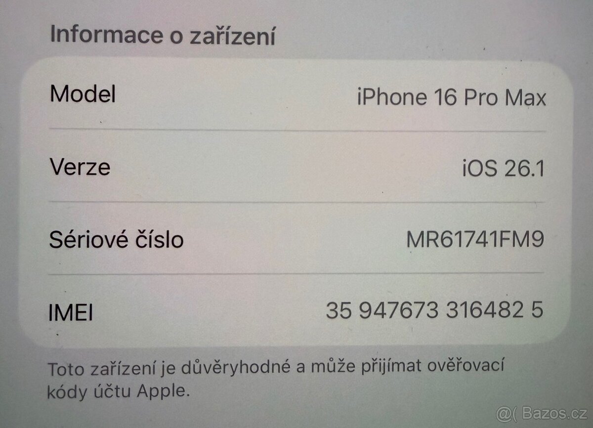 Prodám Apple IPhone 16 Pro Max 256GB - 9