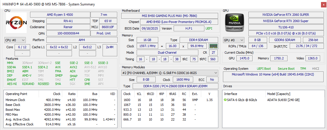Herní PC Ryzen 5 4500 / RTX 2060 Super 8GB / 16GB RAM - 9