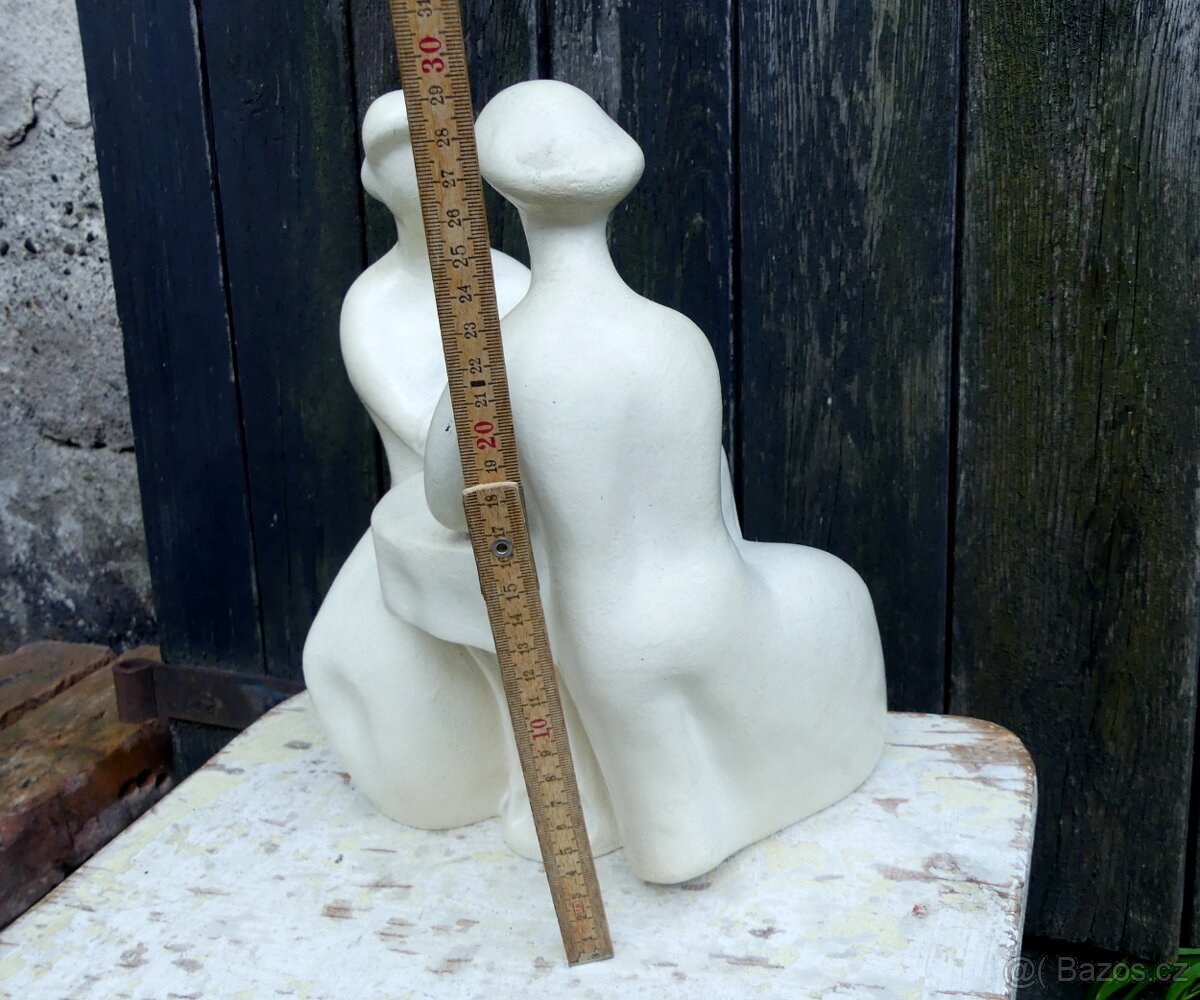 Ženy u stolu...retro keramická plastika, brusel - 9