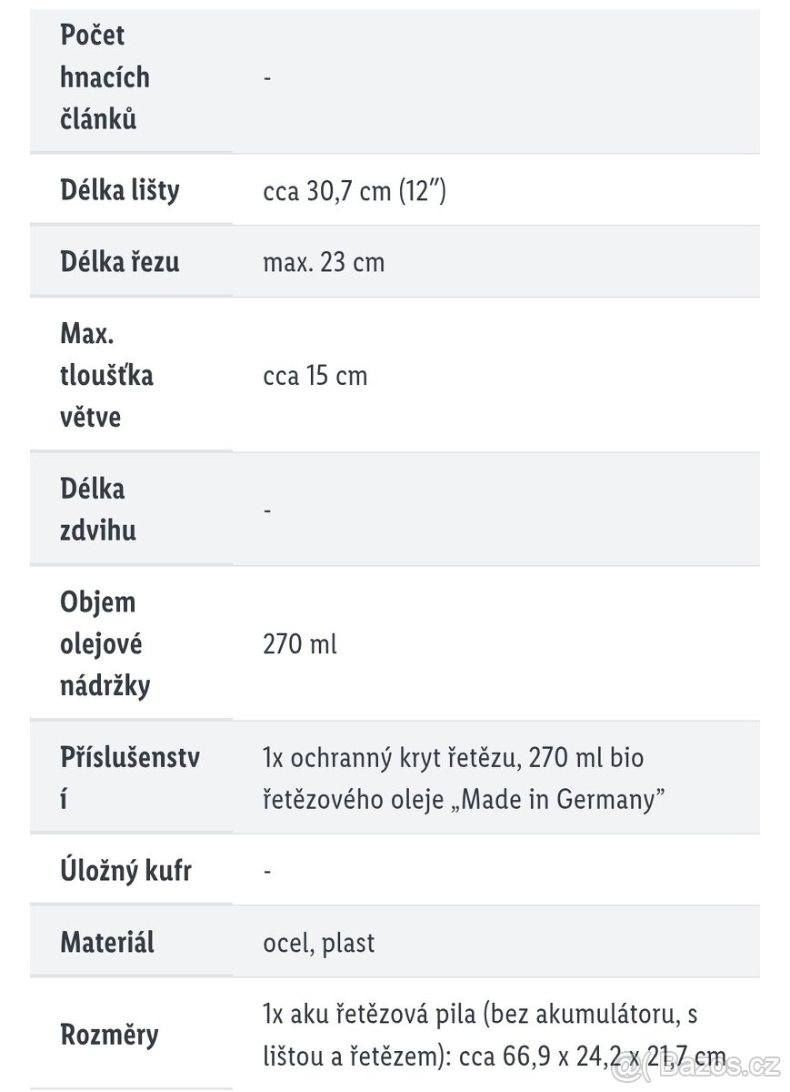 Aku řetězová pila Parkside - 9