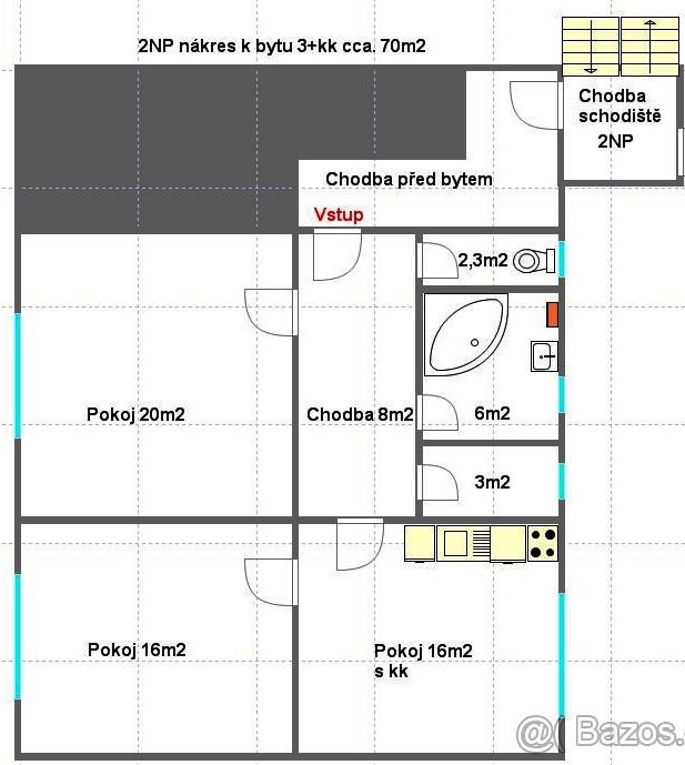 Cihlový byt 70M, 3KK Velká Bystřice - centrum (bez RK) - 9