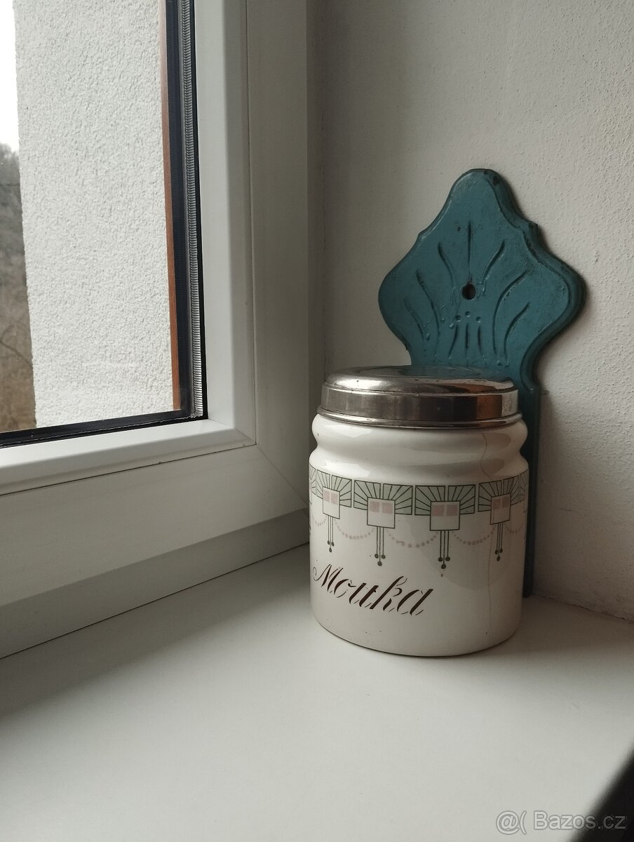 starožitná dóza na mouku - secese - 9