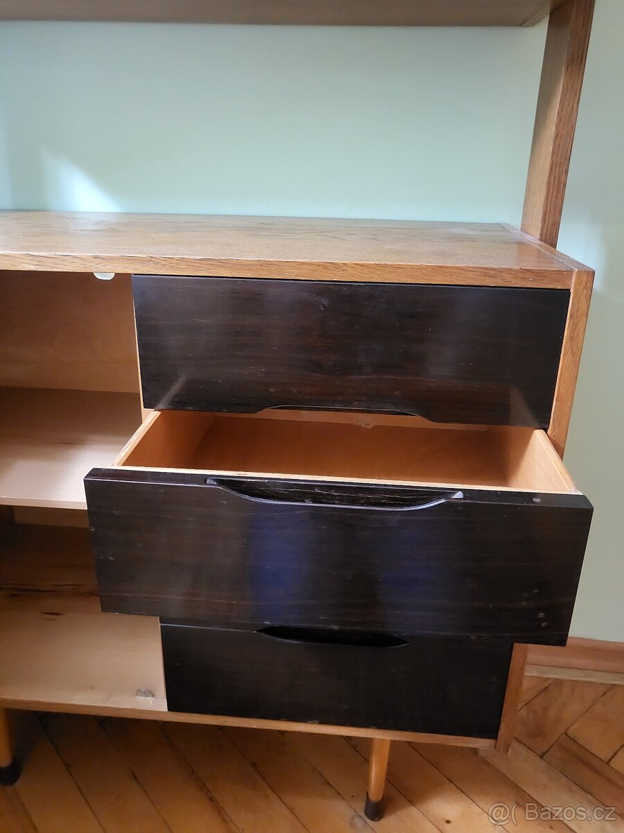 Skříňová stěna dřevo, retro/60.léta - 9