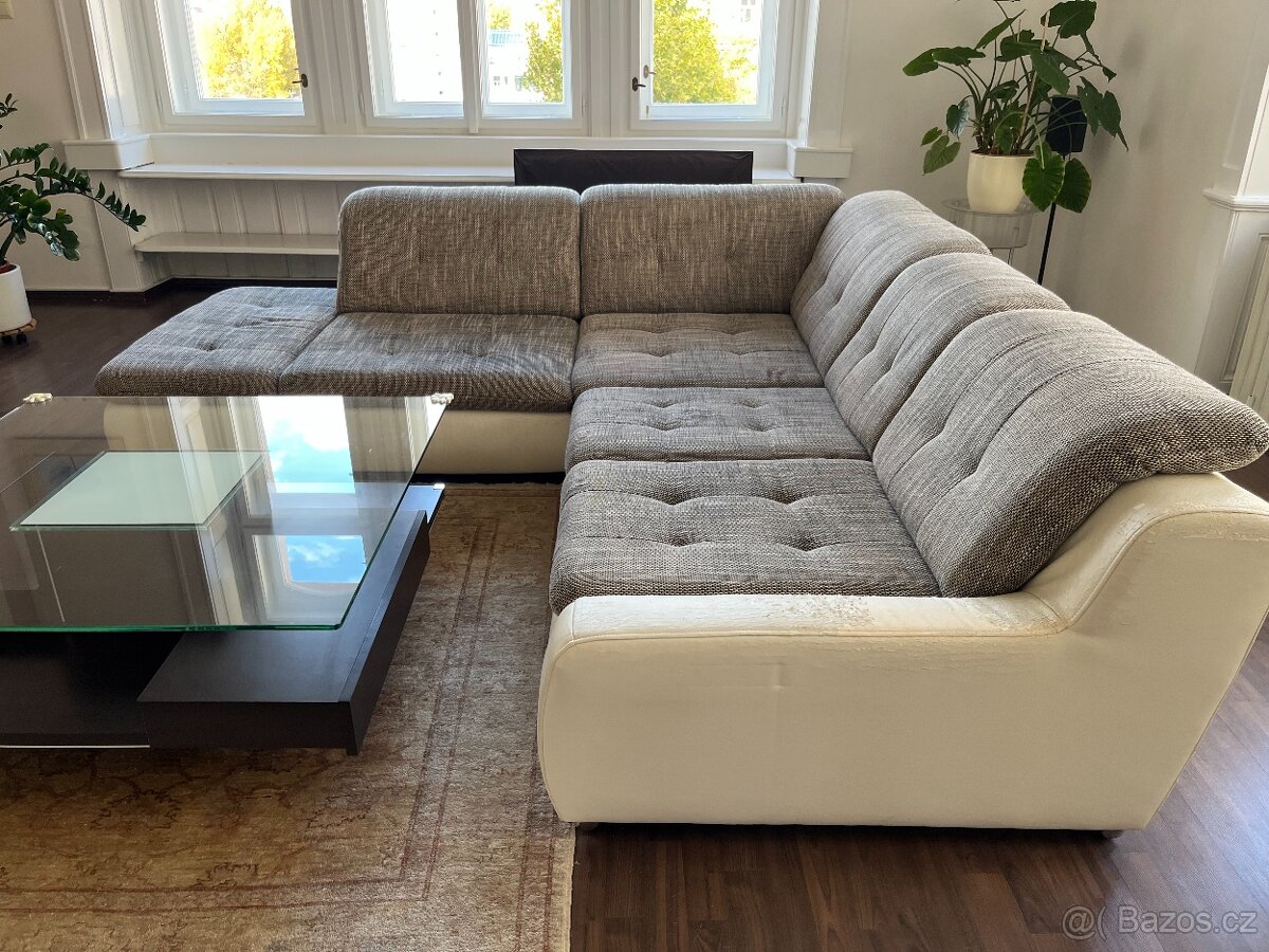 velka sedací souprava bila, velka sedačka - 9