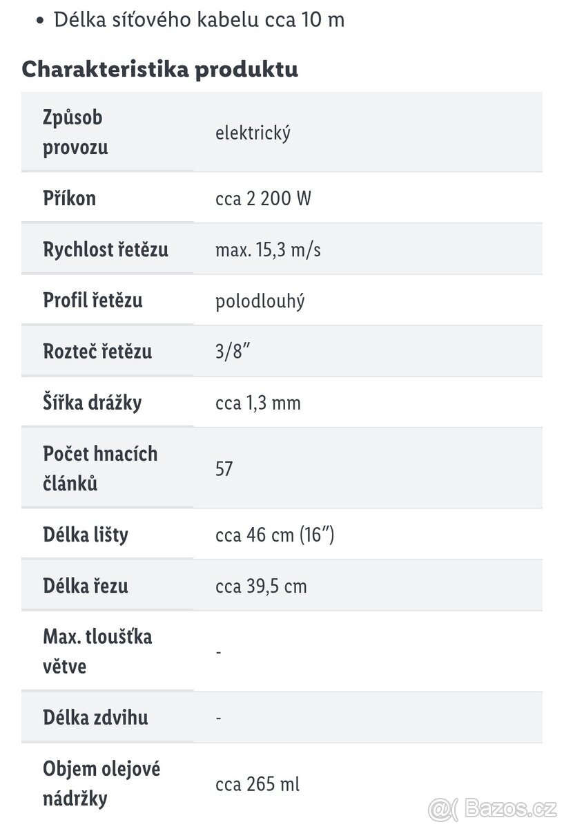 Elektrická řetězová pila Parkside 2200W nová - 9