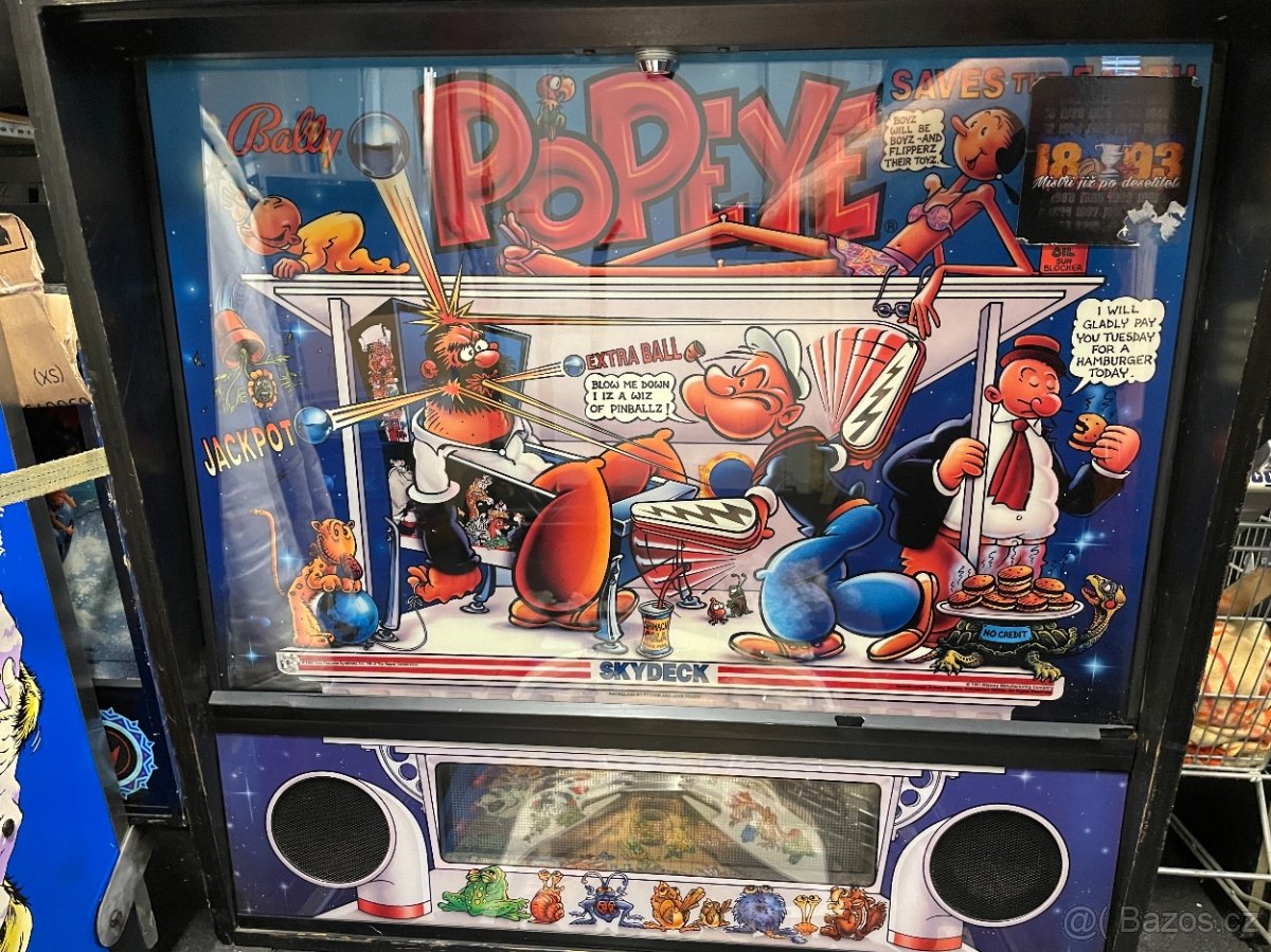 Flipper, pinball, automat s kuličkou Popeye, Williams - 9
