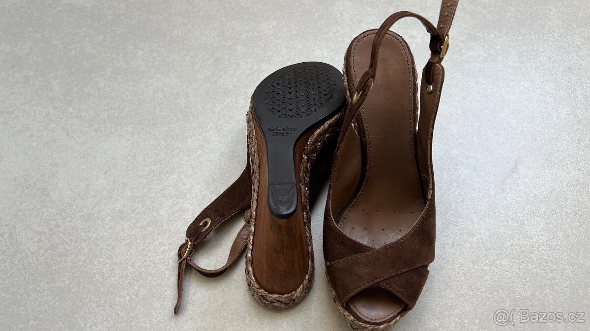 GEOX 38 Hnedé sandále na platforme - 9