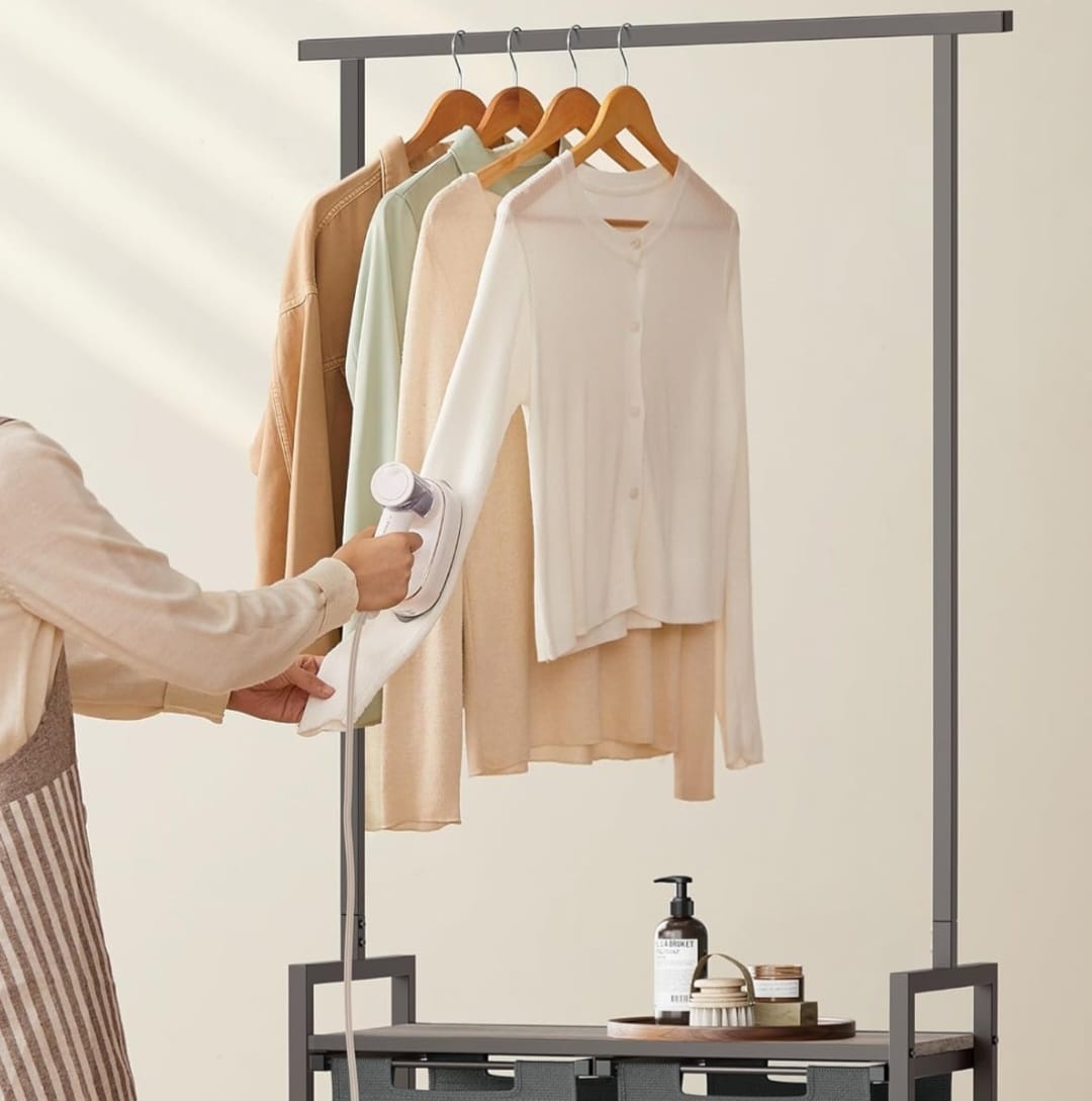 Nový koš na prádlo 2x46 litrů se šatní tyčí - 9