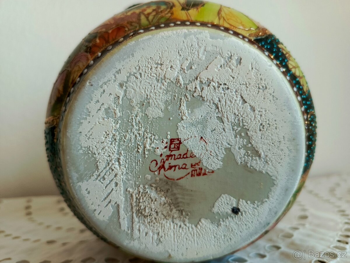 RETRO ČÍNSKÝ BOHATĚ ZDOBENÝ KOŠÍK S UCHEM - 9