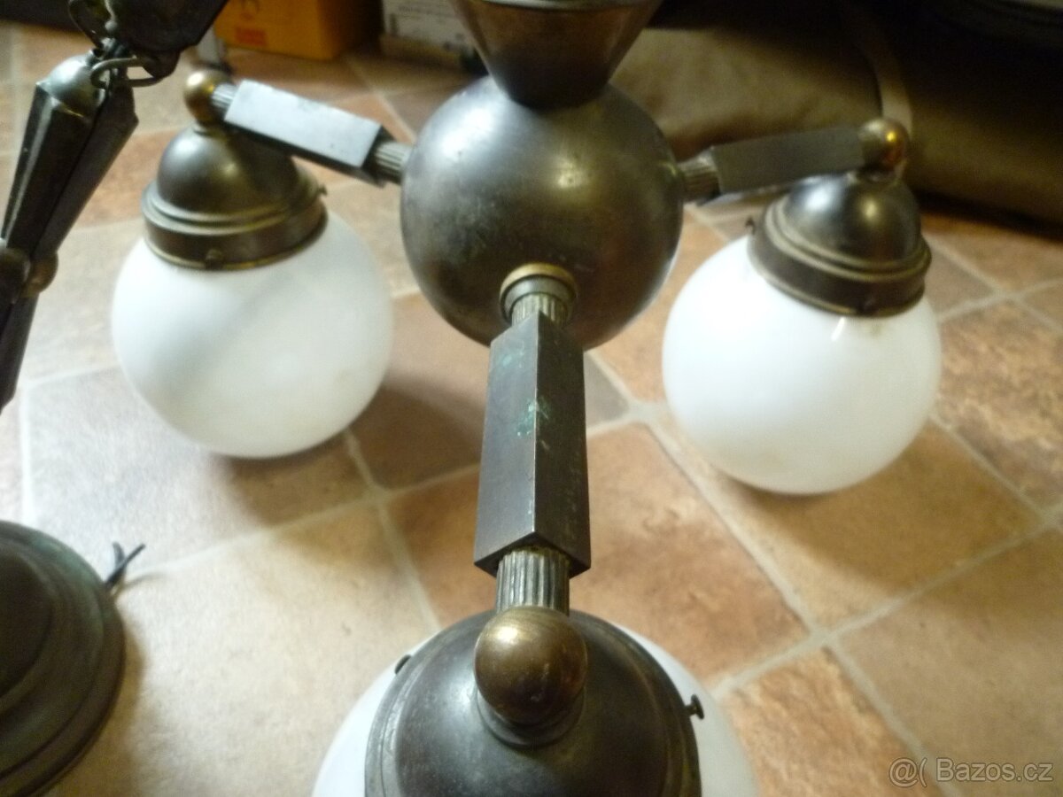 1920 starý mosazný lustr - 9