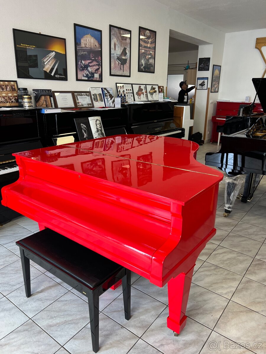 Červený klavír August Forster po opravě, se zárukou a doprav - 9