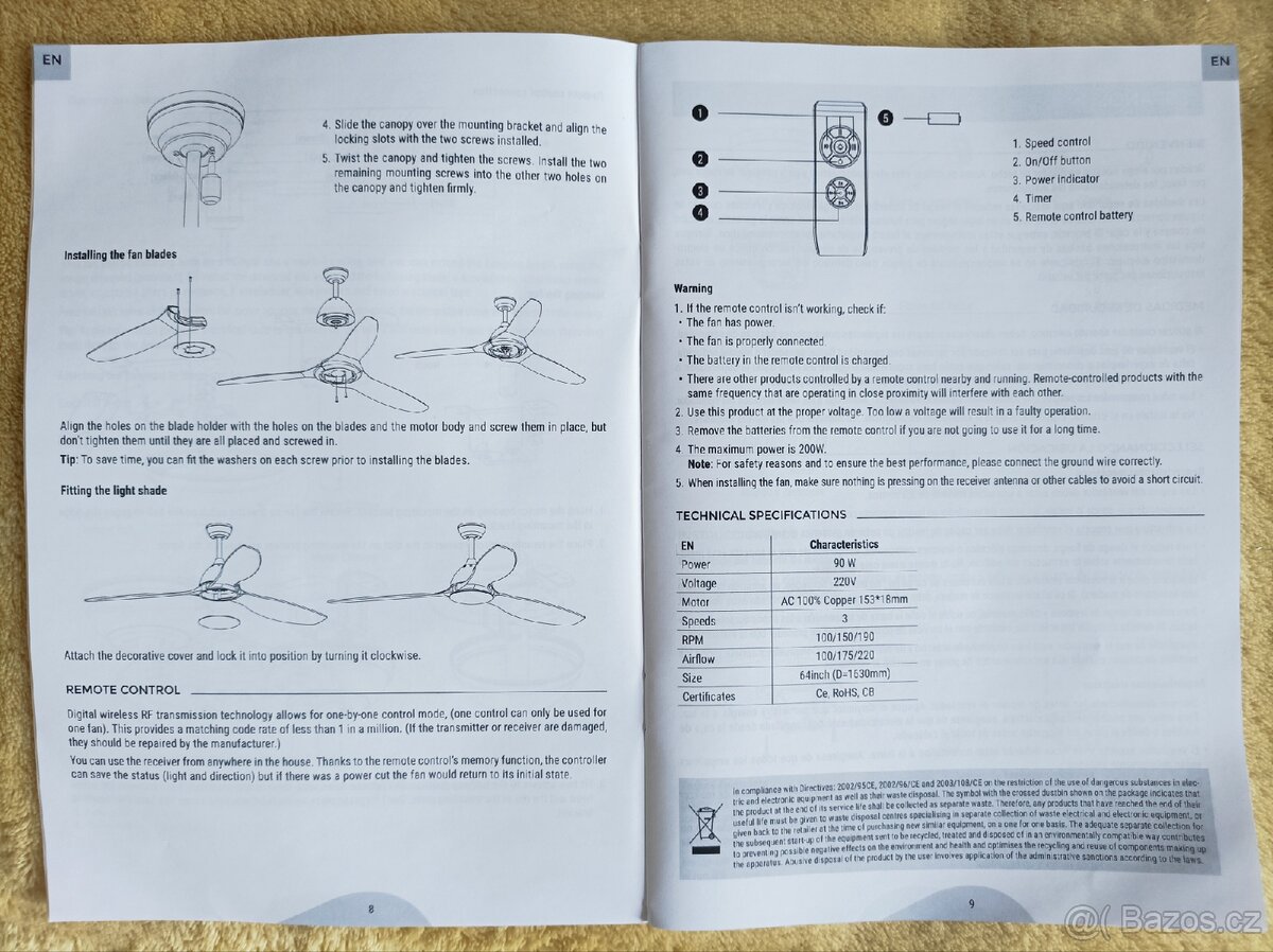 Stropní ventilátor IKOSH s dálkovým ovládáním - 9