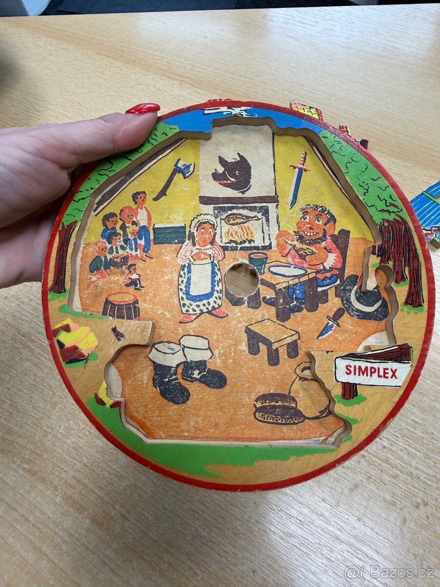 Retro dřevěné kulaté puzzle - Holandsko - 9