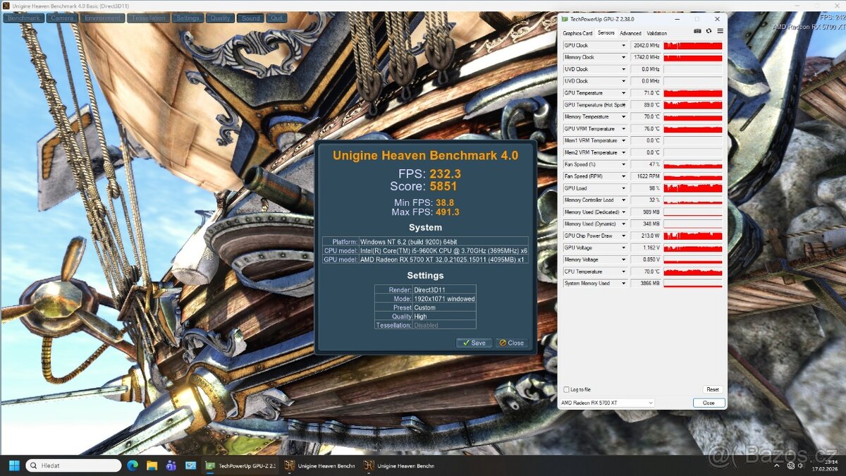 herní PC - i5 9600K+RX5700xt+16GB RAM - 9