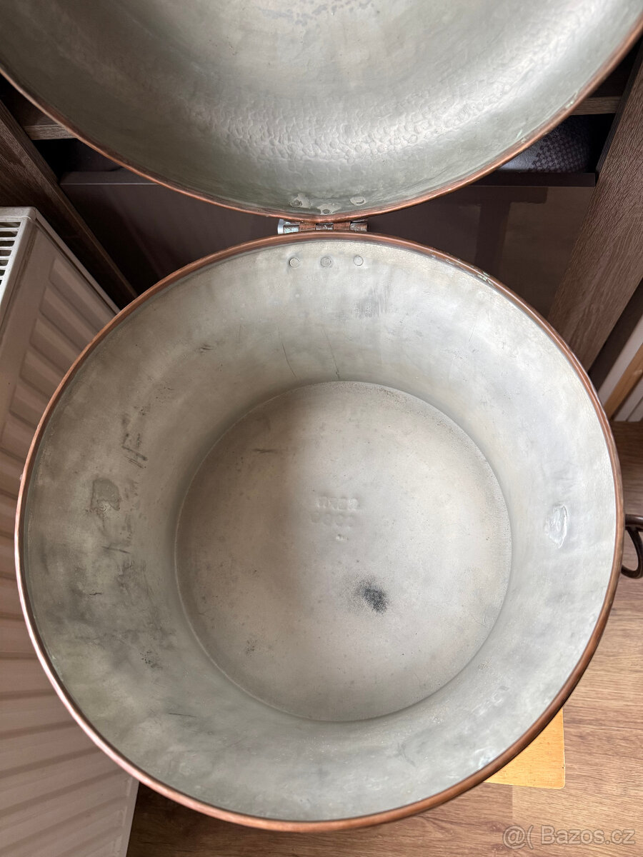 Starožitná měděná nádoba, hrnec - 9