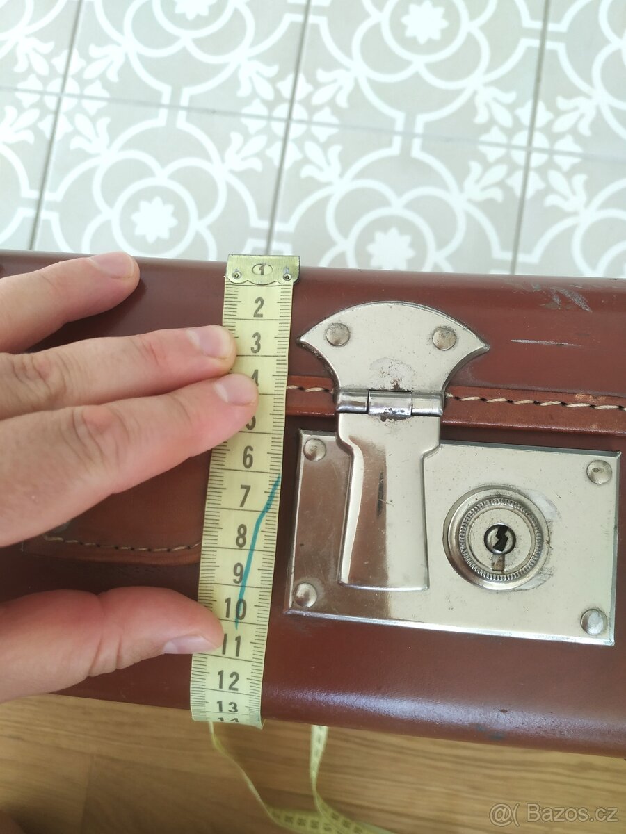 Starý retro kufr koženka Kazeto hnědý - 9