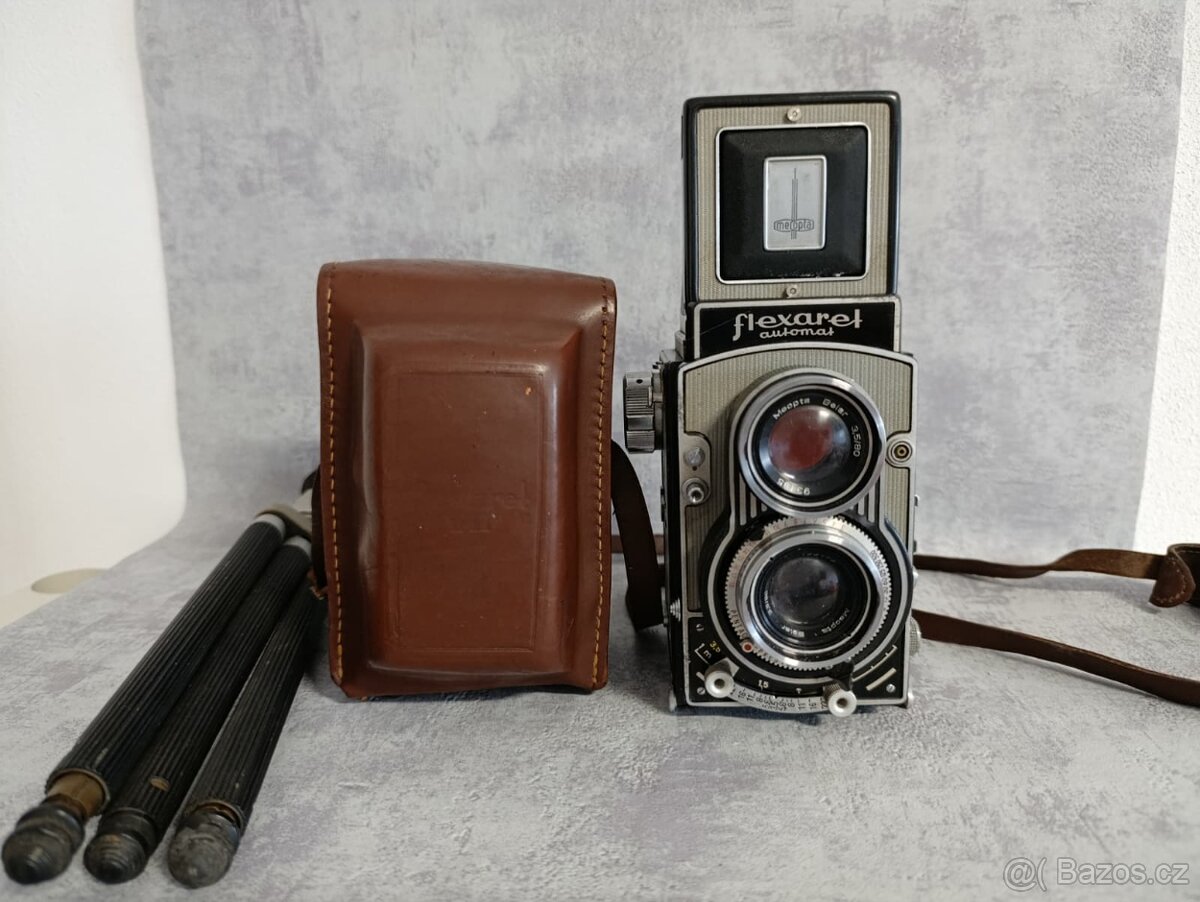 Starý fotoaprát Flexaret automat + kož.obal + stativ - 9