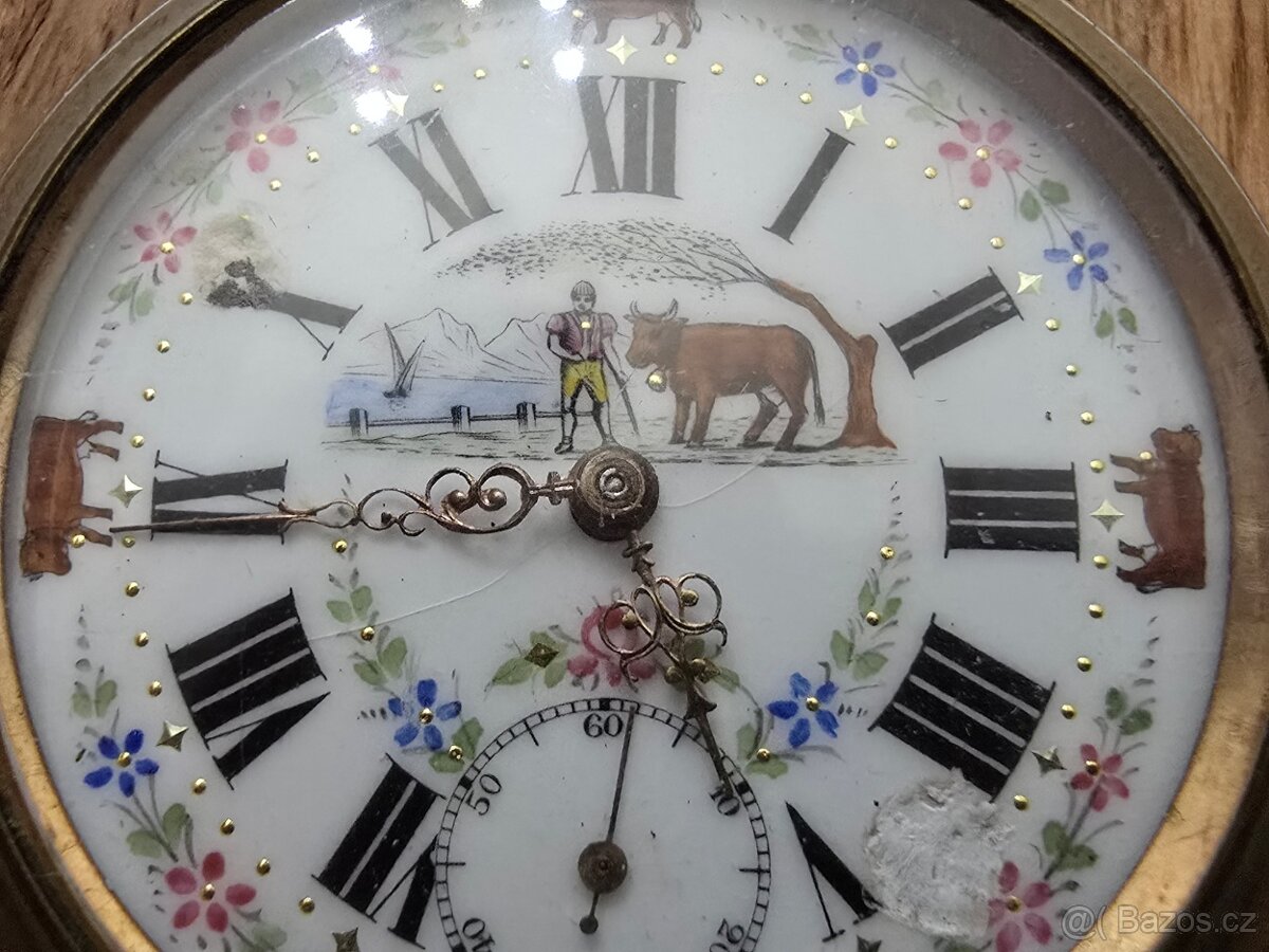 KRÁSNÉ SEDLÁCKÉ KAPESNÍ STAROŽITNÉ HODINKY -KRÁVY - 9