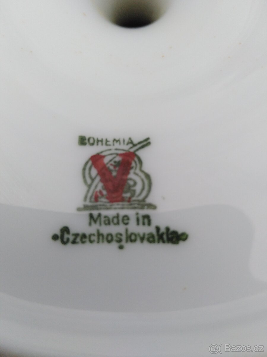 Starožitný porcelánový podnos na nožce - 9