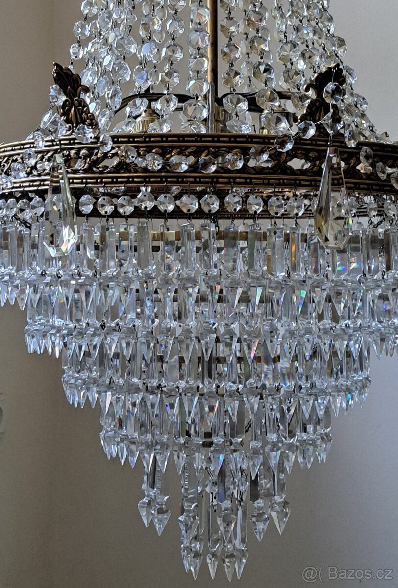 Starožitný velký řišťálová lustr 1920 - 30 - 9
