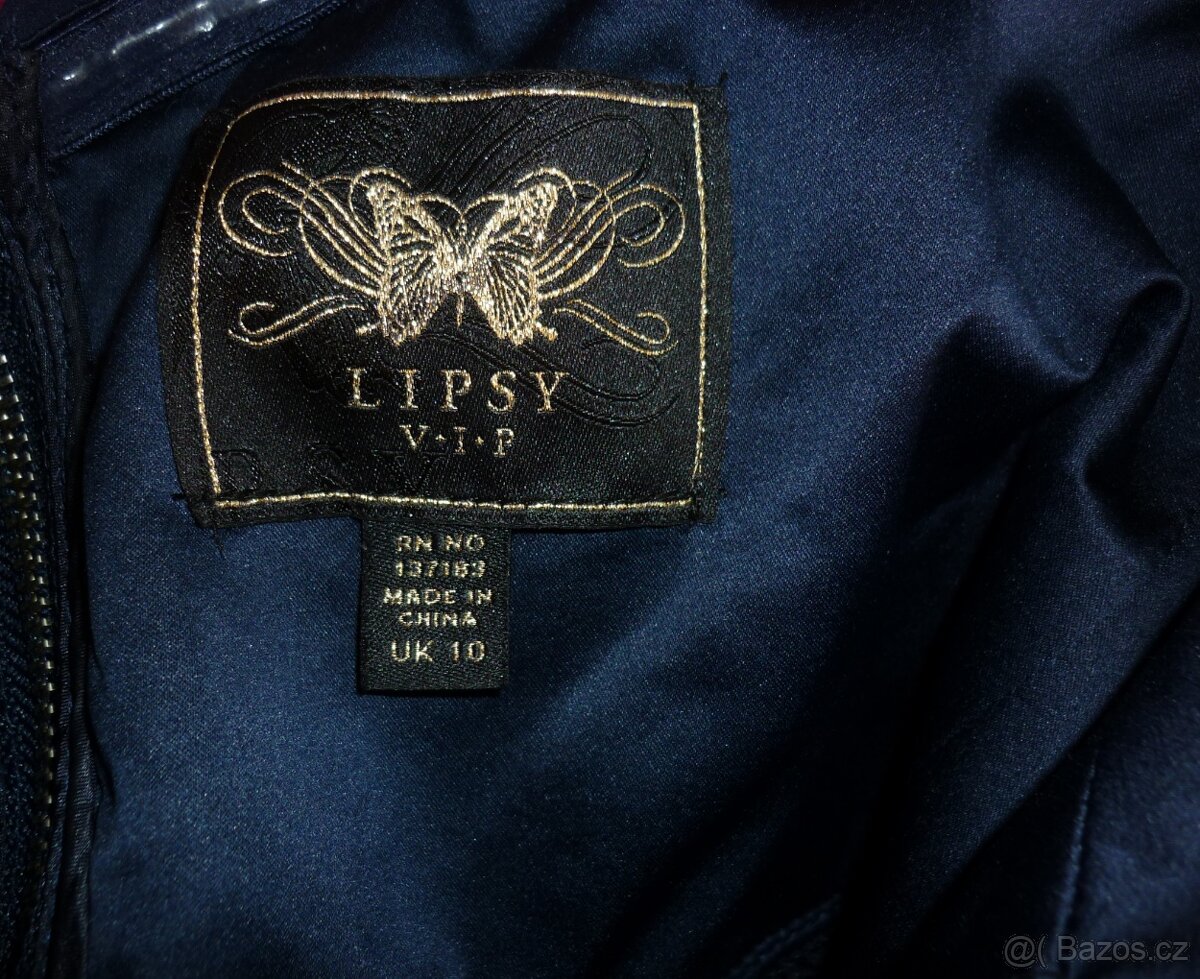 Navy modré dlouhé večerní plesové šaty Lipsy - 9