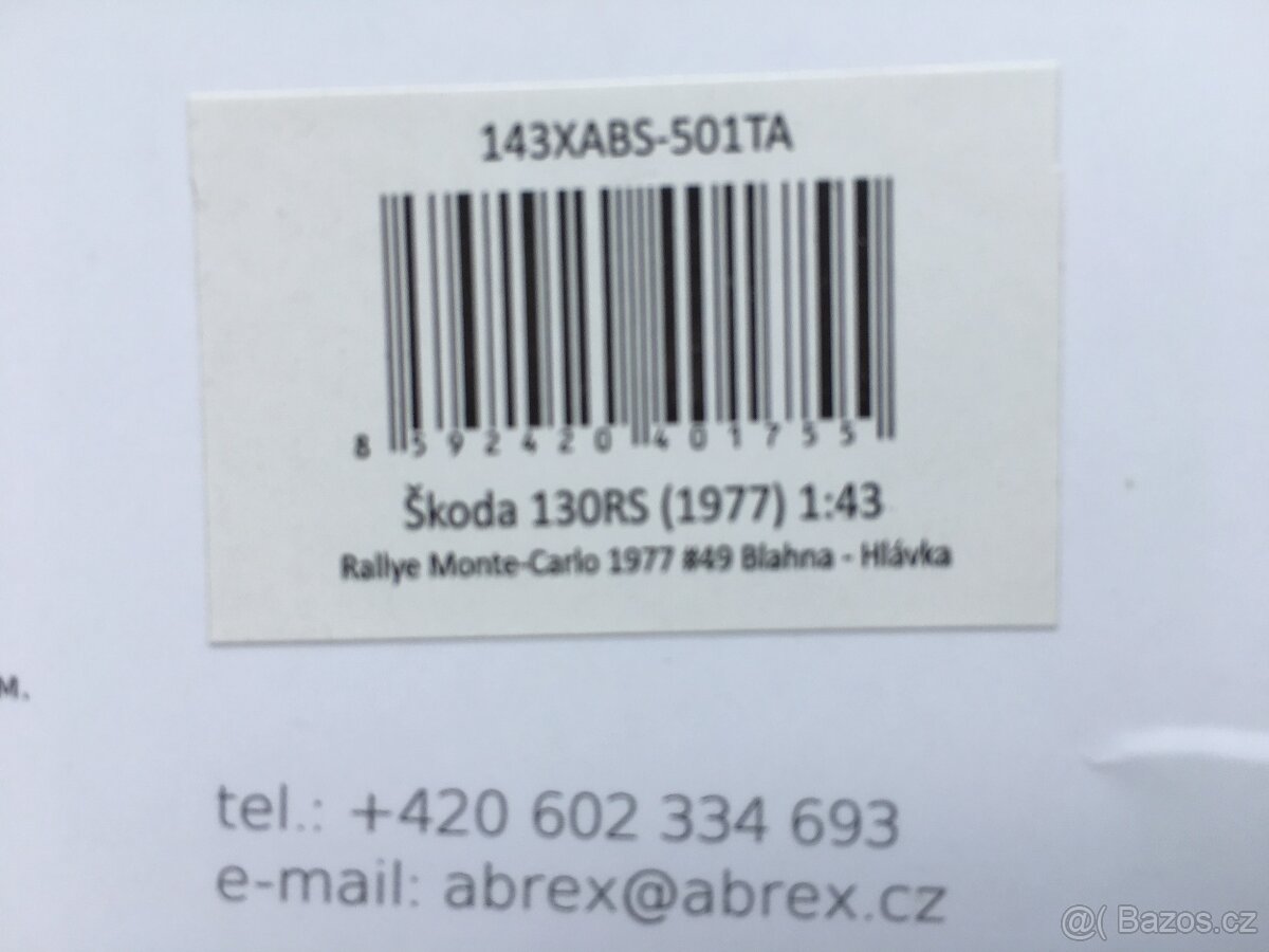 Model ŠKODA 130RS "RMC 1977" č.49 Abrex 1/43 - 9