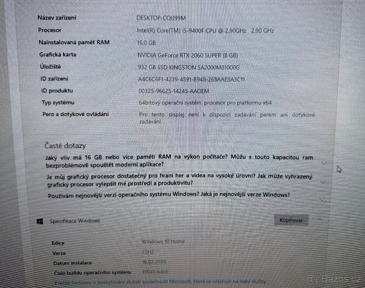 Herní PC | intel i5 | RTX 2060 Super | 16GB RAM | M2 SSD 1TB - 9