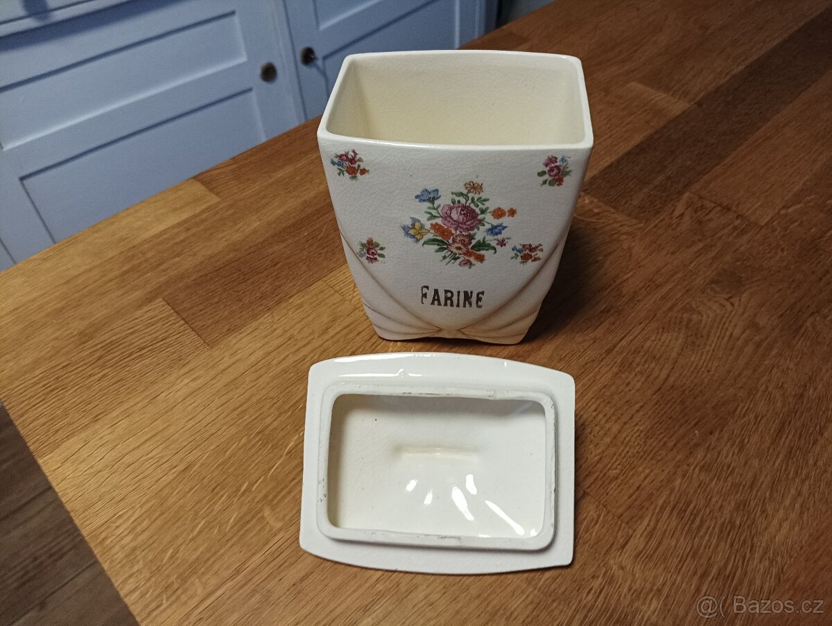 STAROŽITNÁ ART DECO FAJÁNS DÓZA LABRUT & CIE, GRIGNY - 9