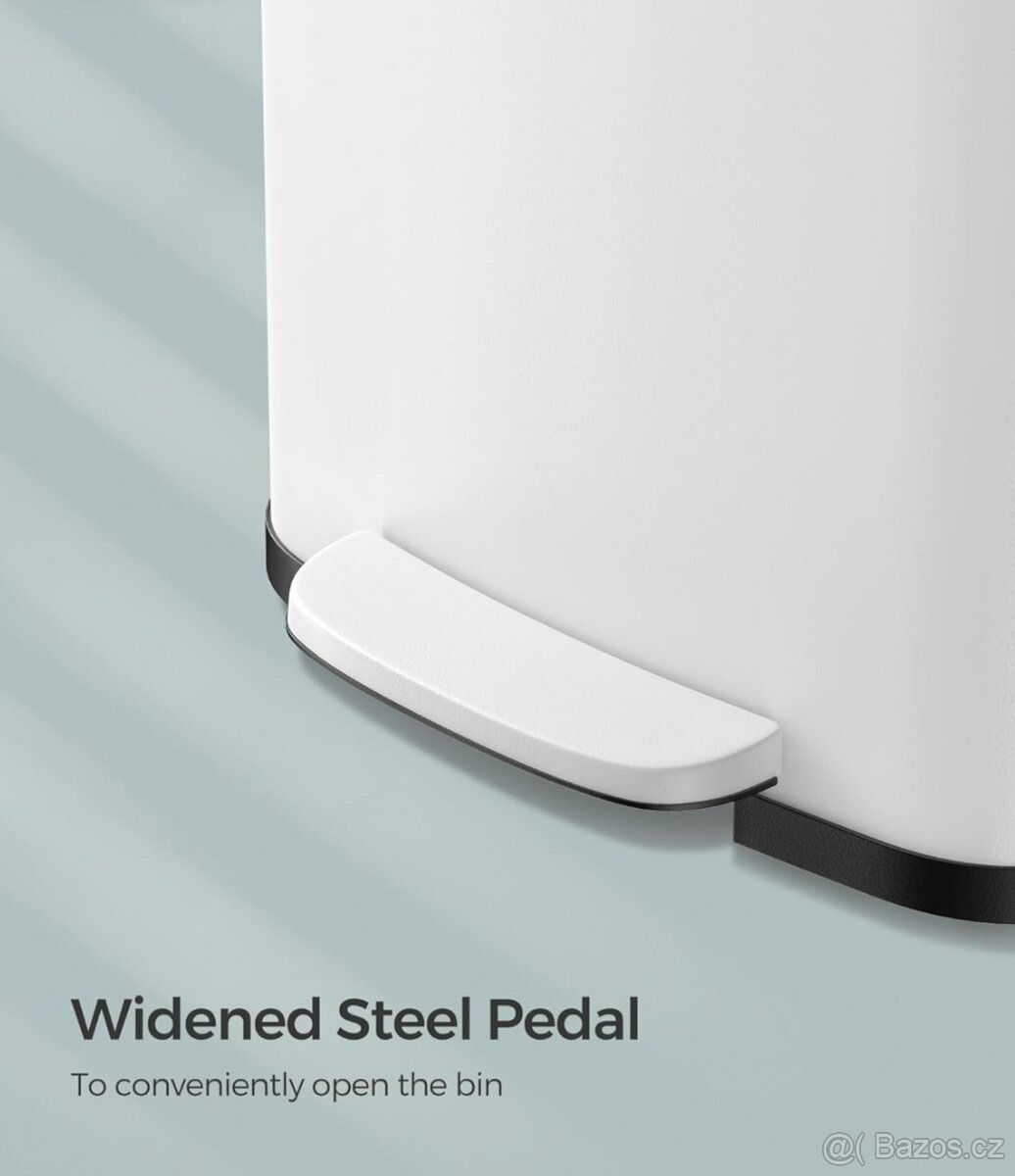 NOVÝ ODPADKOVÝ KOŠ V BÍLÉ- ČERNÉ A NEREZ 68 LITRŮ - 9