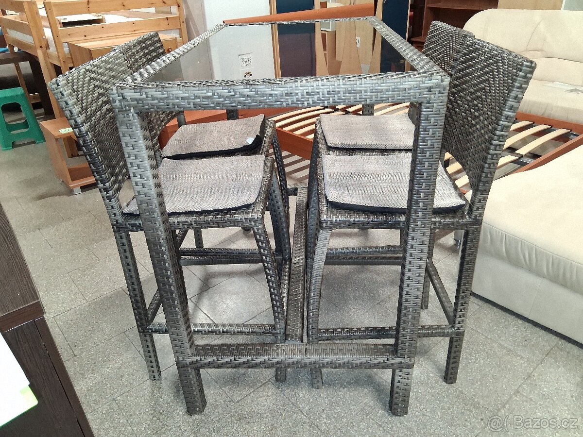 Jídelní barový set ratanový - 9