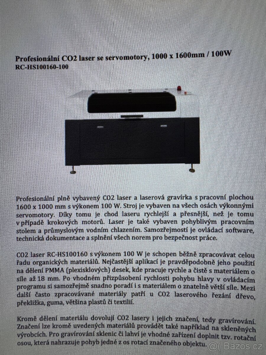 Co2 laser HSG 100w 1000x1600mm - 9