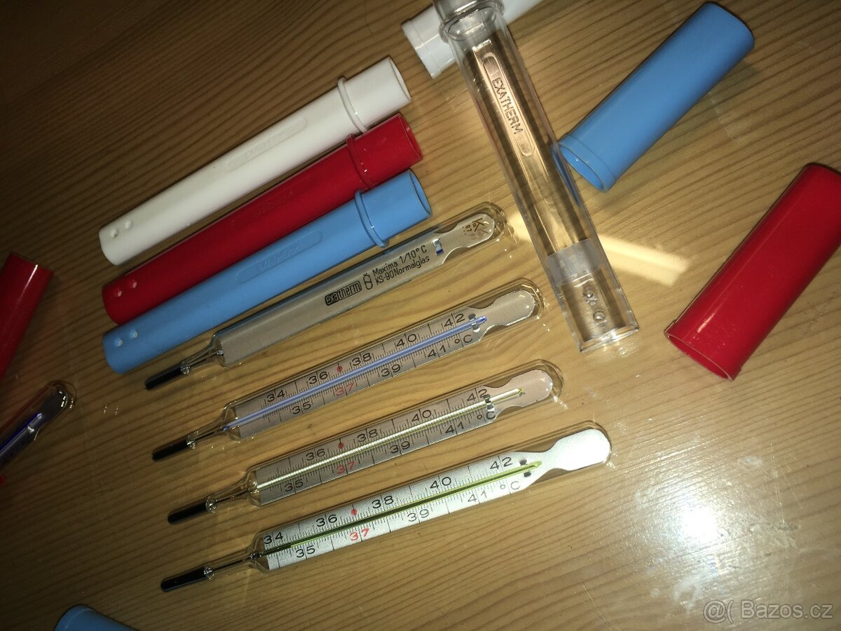 RETRO Teploměr lékařský rtuťový s krabičkou 60.-80.l - 9