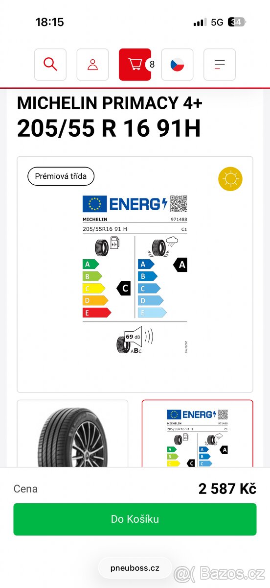 LETNÍ PNEU MICHELIN 205/55 R16 - 9