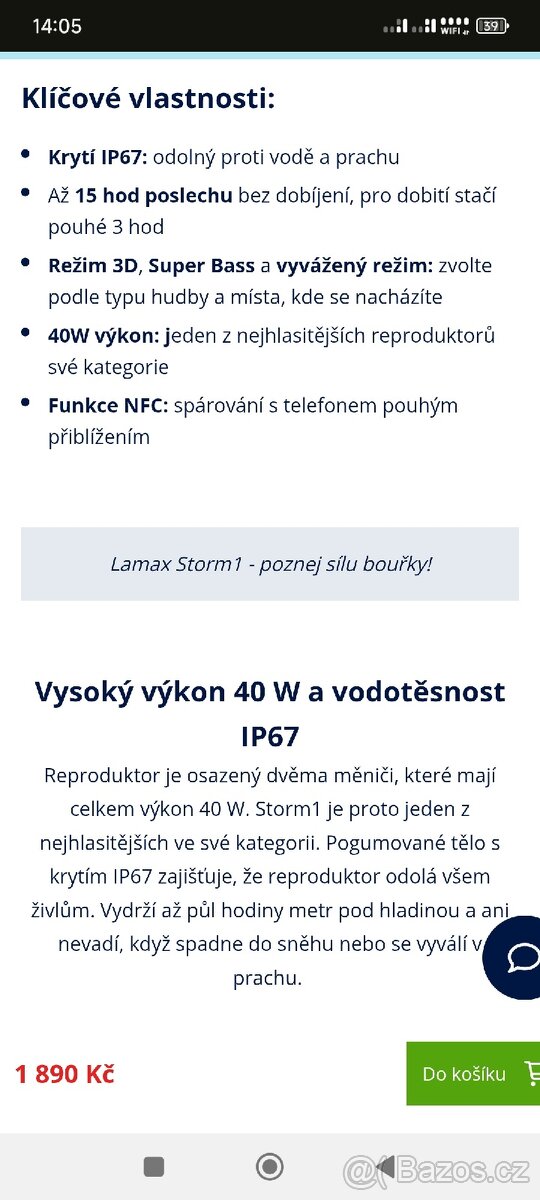 Prodám bluetooth reproduktor Lamax Storm 1 - 9