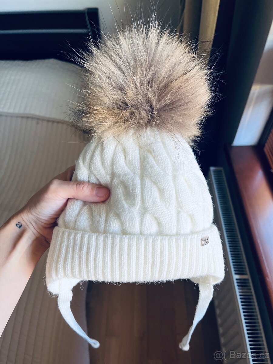 Dětská zimní čepice s pravou bambulí – pro holčičku - 9
