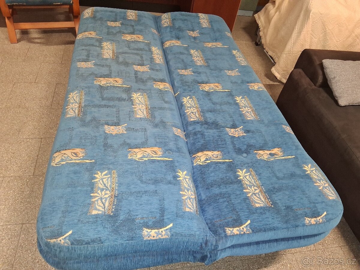 Sedaci souprava 3+1+1 rozkládací modrá - 9