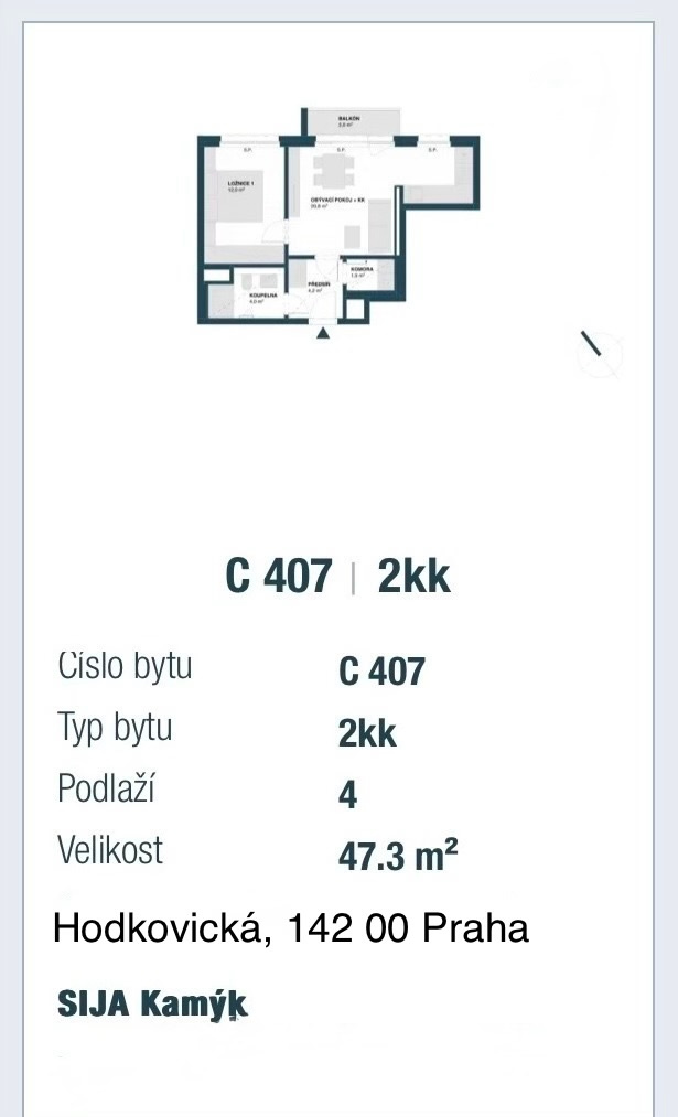 2kk 47m2 v novostavbě v ul. Hodkovická - 9