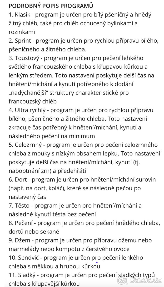 Domácí pekárna ETA Harmony Plus (6149) - 9