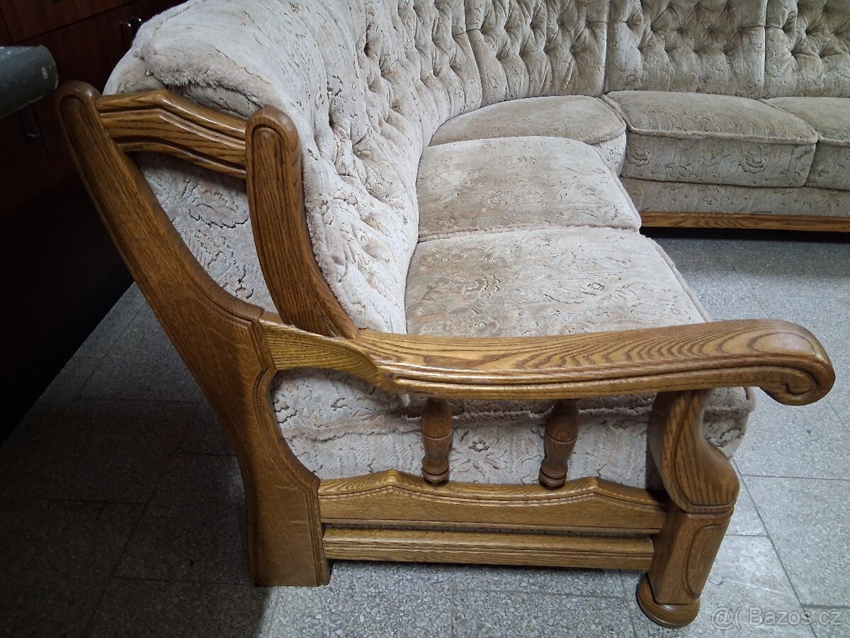 Sedací souprava rohová s křeslem rustikální - 9