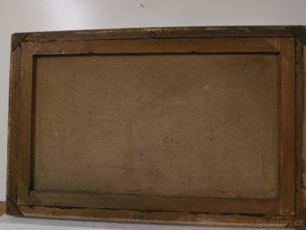 Starý obraz, krajina, jezero,sig. - 9